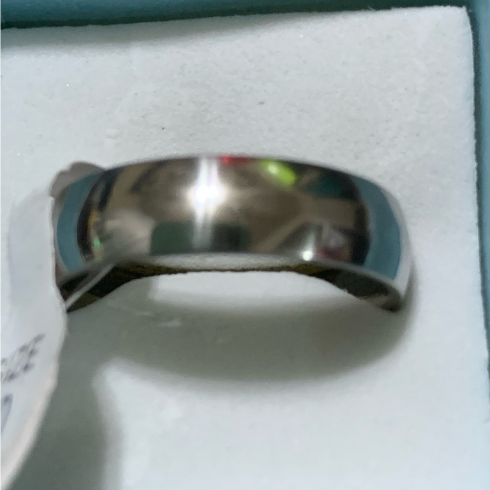 Silver stainless steel band ring